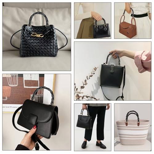 Rairsky 2 Stück Kurz Henkel für Taschen, Häkeltasche, Geflochtene Tasche und Lederhandtasche, Taschenhenkel für Häkeltaschen Taschengriffe Ersatzhenkel für Häkeltaschen, Taschenzubehör Griffe Ersatz