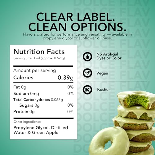 Image of Dolce Flav Natural Green Food Coloring - 2 oz Vibrant Plant-Based Color from Green Apple | Water-Soluble Liquid Dye for Baking, Drinks & Frostings | Graduated Dropper Included | No Artificial Dyes | Kosher | Made in USA