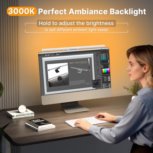 Image of Syrinx Monitor Light Bar for Home Office & Gaming, Eye-Caring Computer Monitor Lamp, No Glare Screen Light, CRI95+, Stepless Brightness & Color Temp Adjustment, USB Powered, for Flat & Curved Monitors