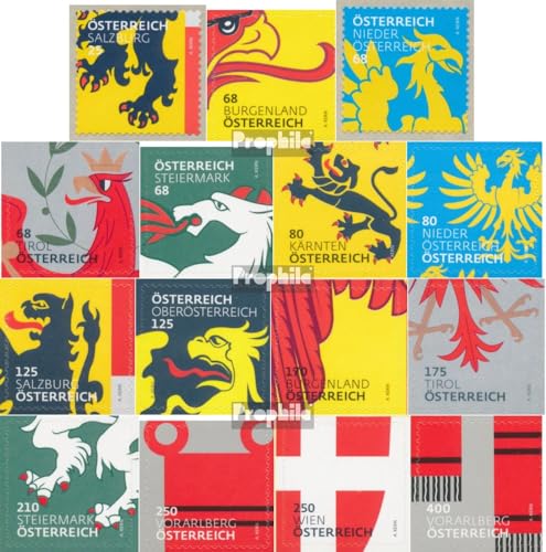 Prophila Austria 3306-3320 completo de 2017: sellos de heráldica y banderas para coleccionistas