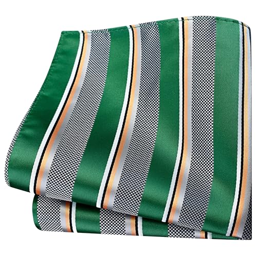 Image of GUSLESON 3.15 inch(8cm) Mens Stripe Tie and Lapel Pin Necktie Hankerchief Cufflinks Set for Men
