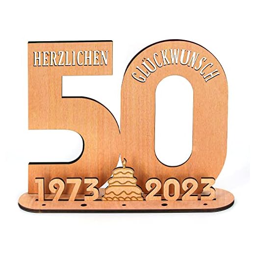 Giftota - Original Placa de Madera 2023 Libro de visitas - 50 cumpleaños para Mujeres y Hombres - Libro de visitas de cumpleaños como Regalo Personalizado - decoración de 50 cumpleaños - números