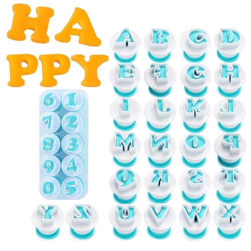 36 moldes de letras digitales reutilizables para fondant, moldes fáciles de limpiar, moldes para hornear, formas del alfabeto, moldes de plástico para fondant, pasteles, galletas