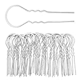 Dizila 40 Pack Blank U-shaped Silver Metal Hair Pins Hair Sticks Forks Chinese Hair Chopsticks Fast Bun Updo Base DIY Accessories for Women Girls (Silver-40PCS)