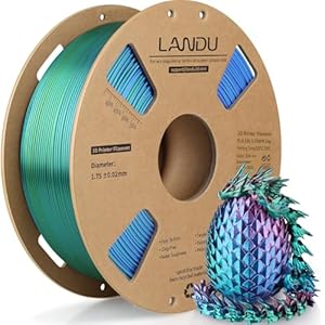 LANDU Silk PLA Filament Tricolor 1, 5mm 1kg 3D Drucker Filament 3 Color PLA Filament Silk Hochglänzende Oberfläche Maßgenauigkeit +/-0.02mm, ot Blau Grün