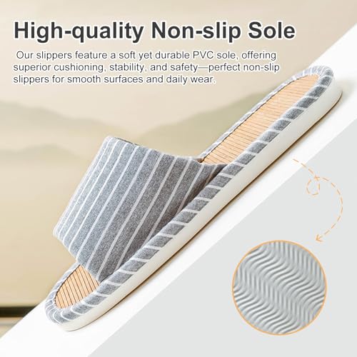 Odor-resistant Japanese Bamboo House Slippers for Sweaty Feet for Summer Cooling Slippers with Non-slip Soft Sole for Tatami and Indoor Easy to Clean3