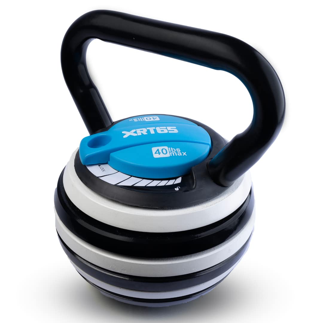 XRT65 Adjustable Kettlebell | Adjustable Weight range of 4.5 KGs to 18.1 KGs | Gym Equipment Set for Home Workout/Physiotherapy | Black and Blue (40 Pound)-image-42