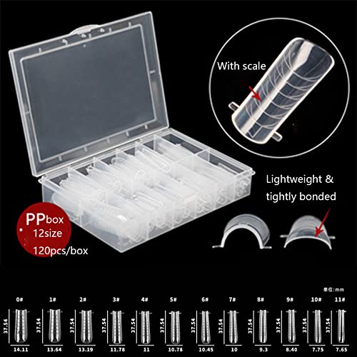 120 Pcs Clear Dual Nail Forms Set Nail Extension System Mold For Polygel Gel Acrylic Full Cover False Nail Tips With 12 Sizes Scale For Manicure Nail Art Design Salon (Style 2) #TOP4