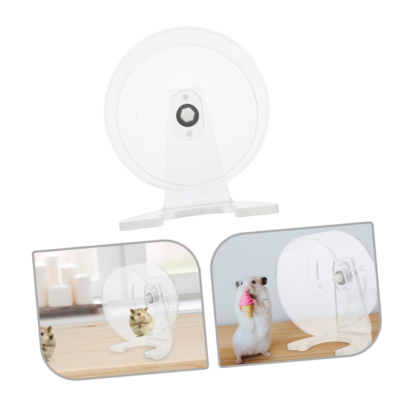 NUOBESTY Rueda para Hámster Transparente con Soporte 22 CM Rueda de Ejercicio Silenciosa para Jerbos y Mascotas Pequeñas Juguete Deportivo para Jaulas Fomenta Actividad Saludable