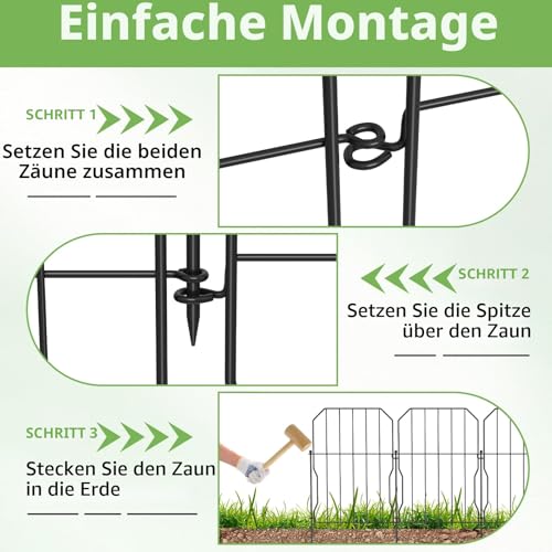 WELDUN Gartenzaun 25er Metall Steckzaun, Dekoration Gitterzaun für Garten