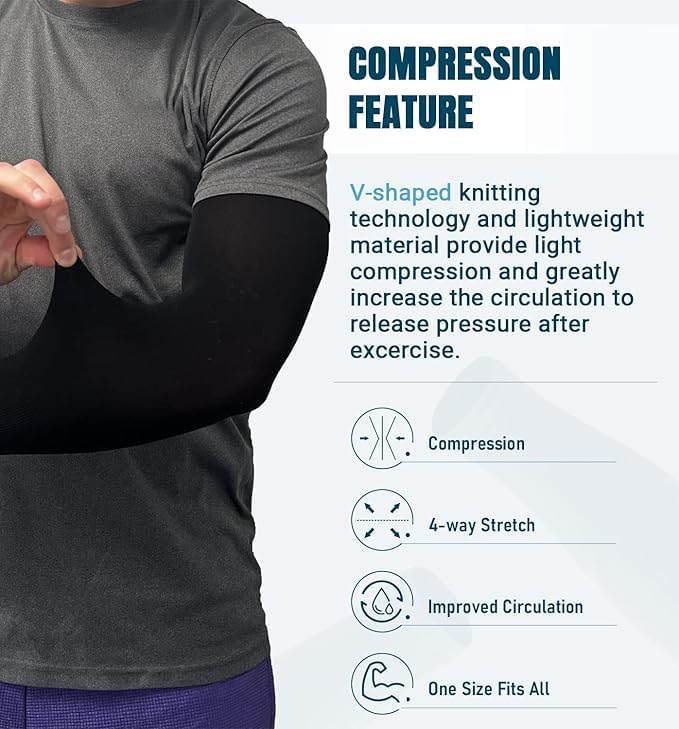Image of Luminex Commerce Cooling Arm Sleeves for Men & Women, UV Sun Protection Hand Sleeves, Cricket, Motorcycle, Golf