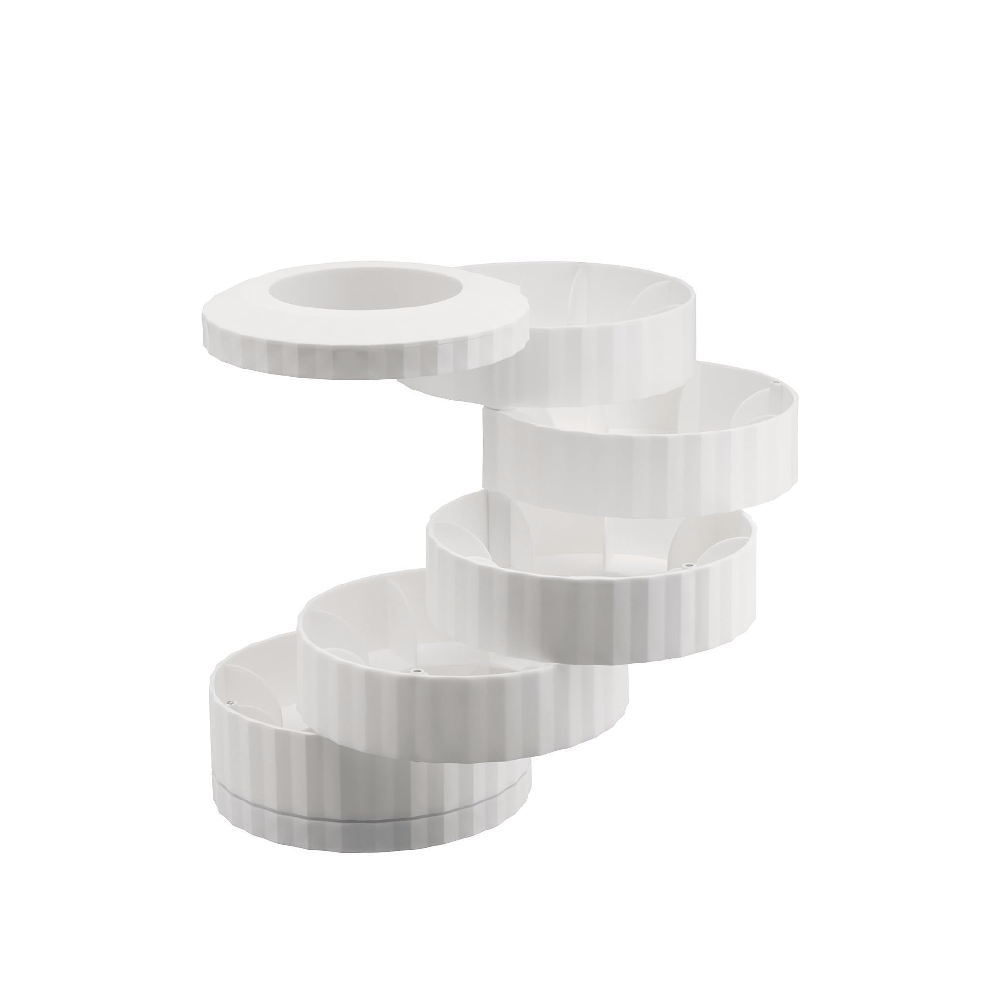 Alessi Plissé MDL19 W - Contenedor porta cápsulas Nespresso con 5 estantes giratorios, en resina termoplástica, blanco