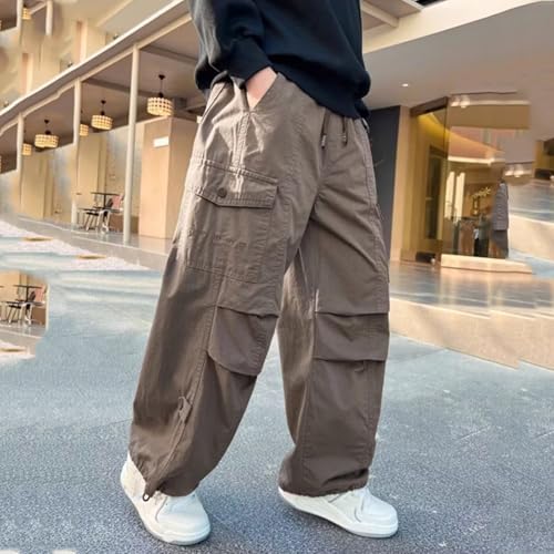Boys Casual Cargo Pants with Drawstring Elastic Waist for Daily Wear and Outdoor Activities Perfect for Ages 4-123