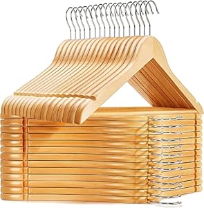 WHISKET Lotus Wooden Hangers, Solid Wood Shirt Hangers,Dress Coat Jacket Clothes Hangers,with Extra Smooth Finish, 360 Degree Swivel Hook(Retro) (60, Beige)