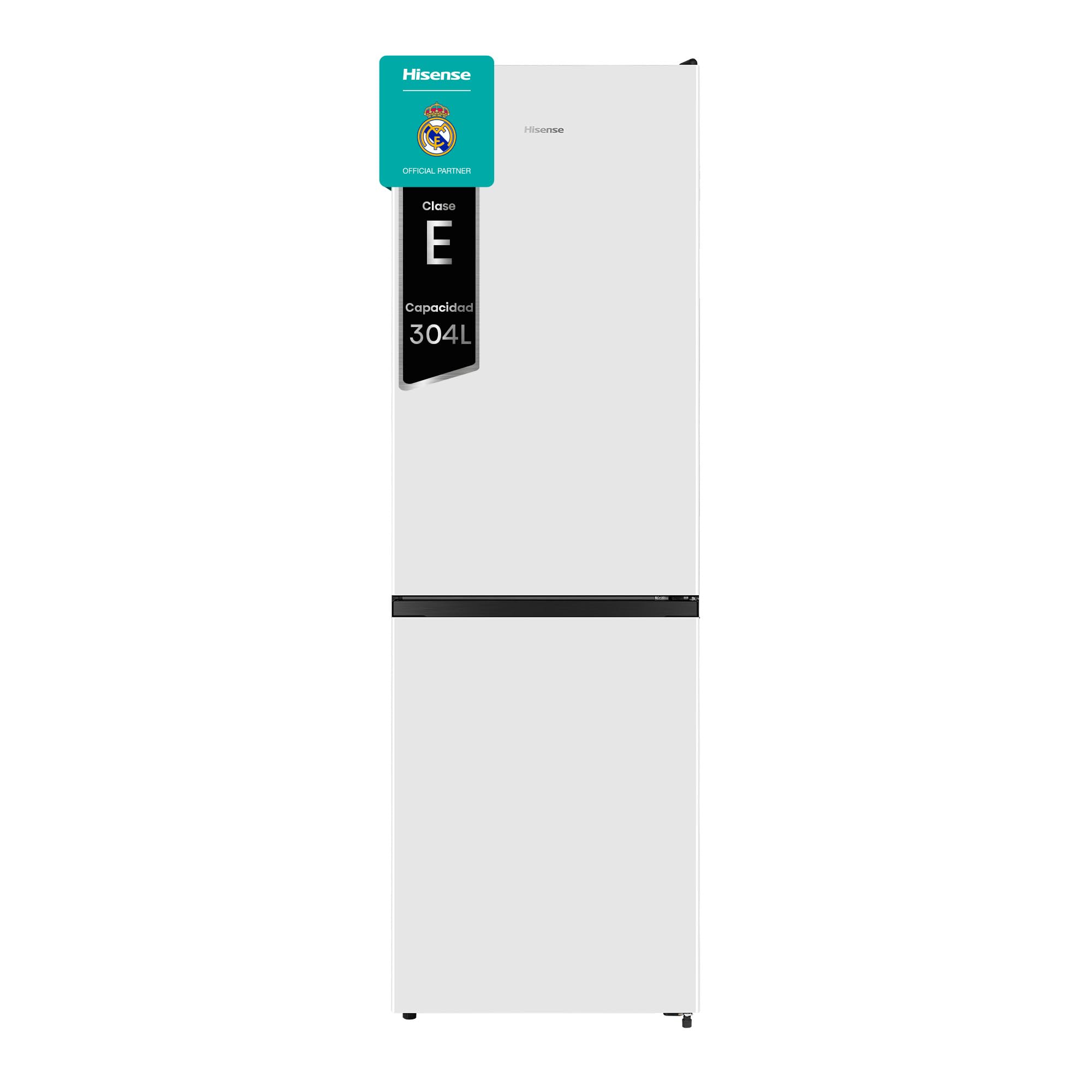 Hisense RB390N4AWE - Frigorífico Combi, Eficiente Clase E, Capacidad 304 L con 186 cm Alto, Cajón Verduras, 4 Estrellas Congelador, Puerta Reversible, Silencioso 39dB, Color Blanco