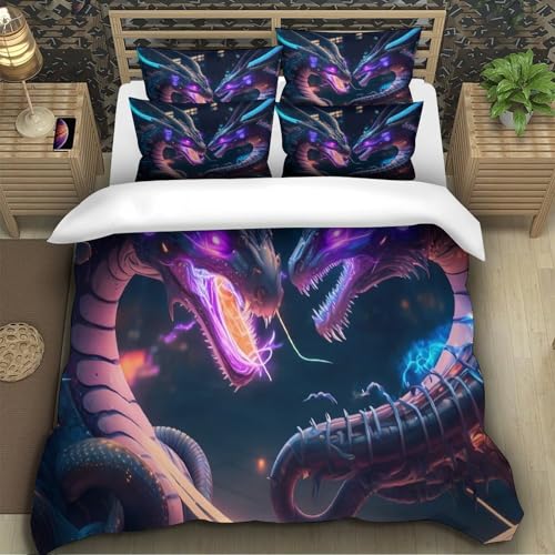 Housse de couette dragon 3D King en microfibre de luxe