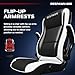 Respawn 800 Swivel Rocker Gaming Chair - Ergonomic Floor Gaming Seat with Lumbar Support, Flip Up Armrest, High Back, Pedestal Base, Comfortable No Wheels Console Video Game Rocker Chair - White