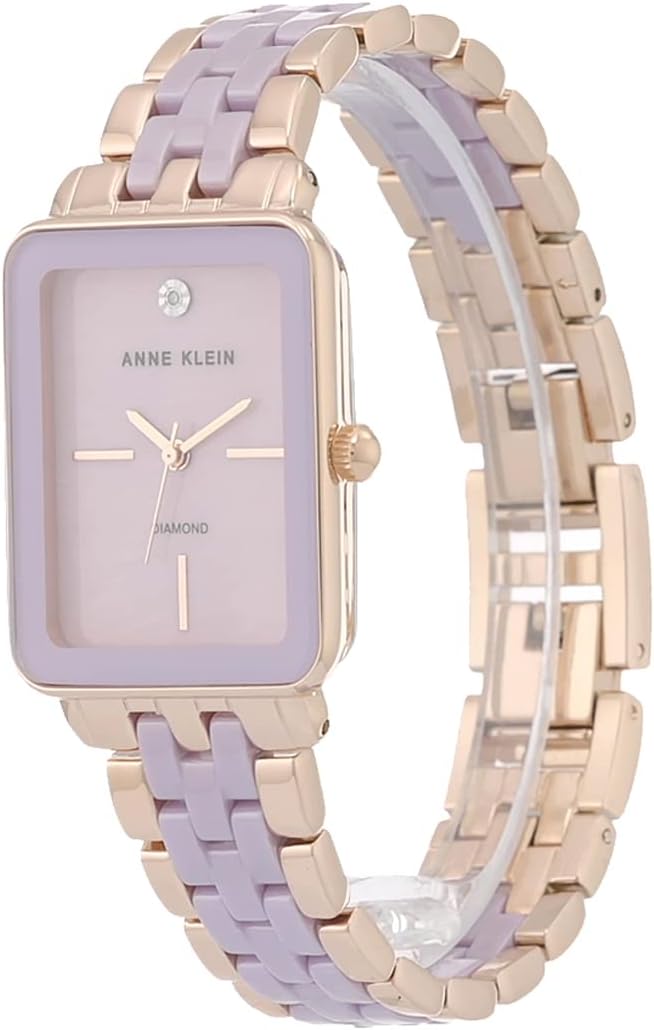 Anne Klein Women's Genuine Diamond Dial Ceramic Bracelet Watch Rose Gold/Lavender image 4 of 6 B09R5196CQ