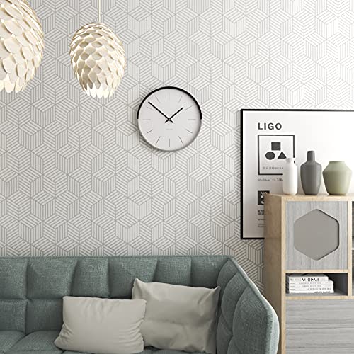 Image of MelunMer White and Silver Peel and Stick Wallpaper Modern 17.7 inchx197 inch