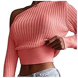 Genérico Jersey Punto Mujer - Moda Mujer Sexy Color SóLido Fuera del Hombro Manga Larga SuéTer SuéTer Blusa Sudaderas Colores