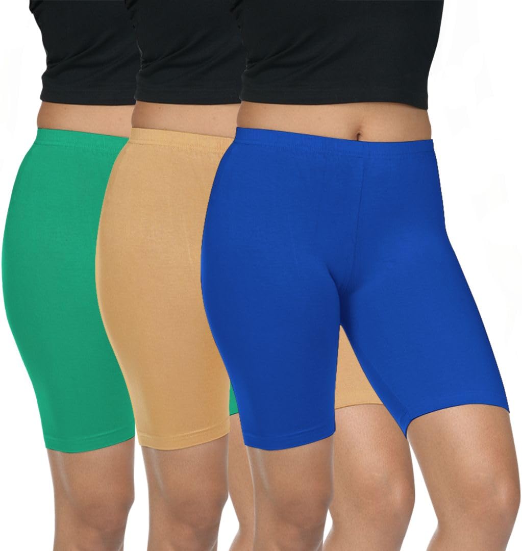 fly birds Pack of 3 Women Viscose Blend Solid Shorts (Chilly Green/Honey)-picture-28
