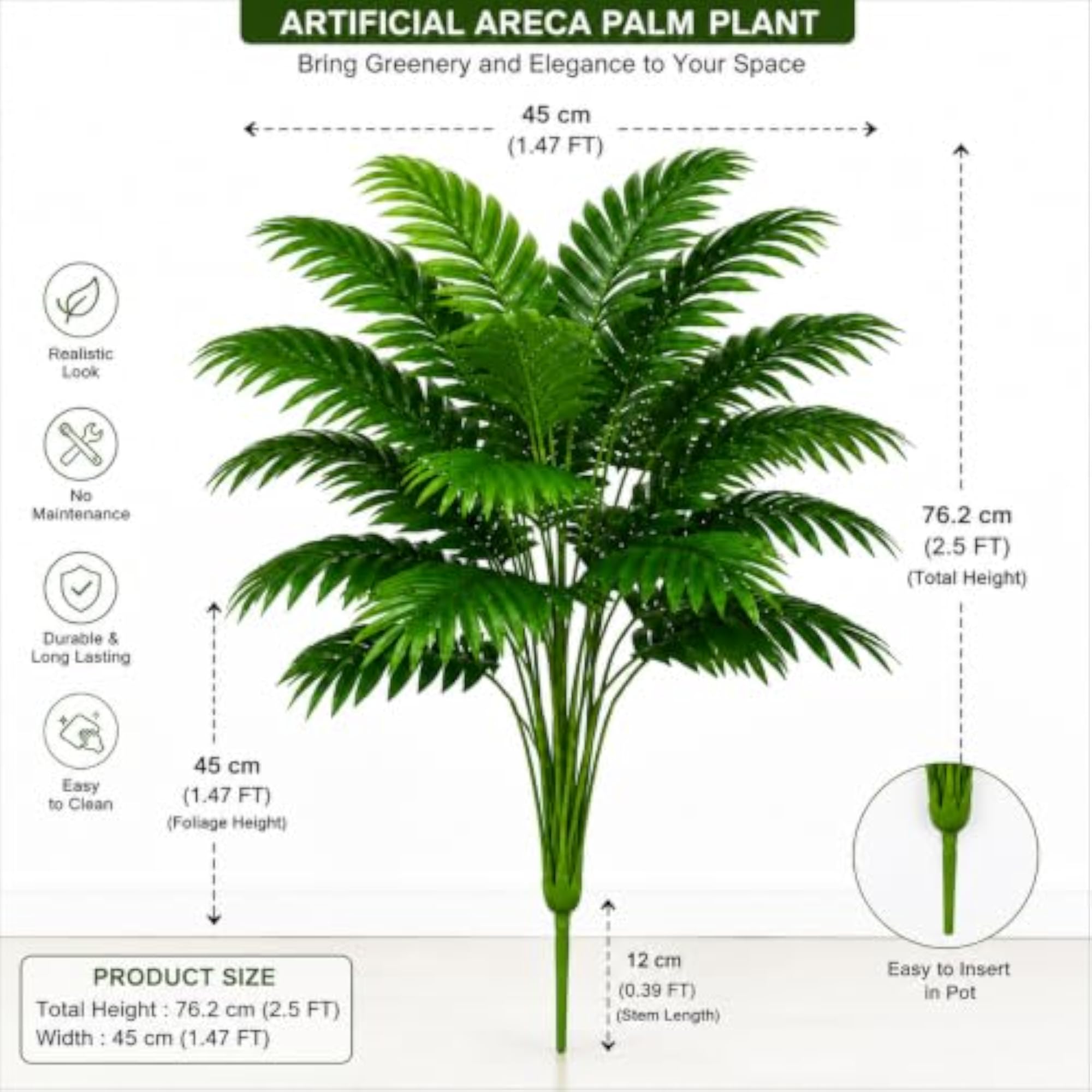 Artificial Areca Palm Leaves Bunch for Decor