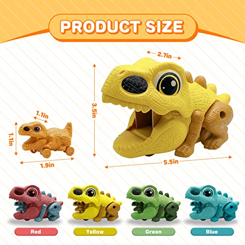 Kidila Dinosaurs Toy Trucks For Boys Age 1 2 3, 4-Pack Friction Powered Baby Toys Set Pull Back Vehicle Car Set Birthday Gifts Toys For Baby Toddlers Age 1 2 3 Year Old #TOP1