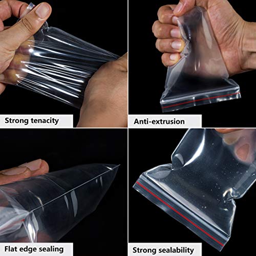 Plastic Poly Zipper Bags, 3 Sizes Assorted Resealable Zipper Bags (2.4 x 3.5/3.5 x 5/4 x6 inch), 500pcs Clear Poly Zipper Bags 2 Mil Resealable Ziplock Storage Plastic Bag for Jewelry, Crafts - Thumbnail 3