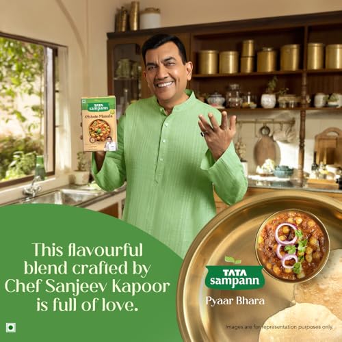 Image of Tata Sampann Chhole Masala with Natural Oils, 100g, Chole Masala Powder, Crafted by Chef Sanjeev Kapoor, With Chef's Exclusive Tip, Rich Aroma & Flavour