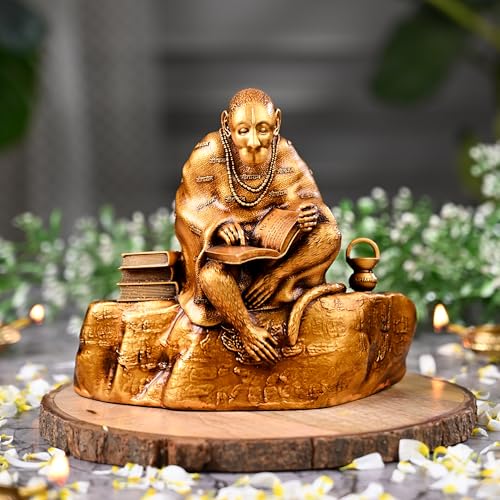 Image of Artarium Ramayani Hanuman Idol for Home Decor (6.1 Inch), Pavan Putra Bajrangbali Murti Reading Ramayana, Lord Hanuman Ji Statue for Pooja Room, Office Desk & Spiritual Gift, Antique Finish