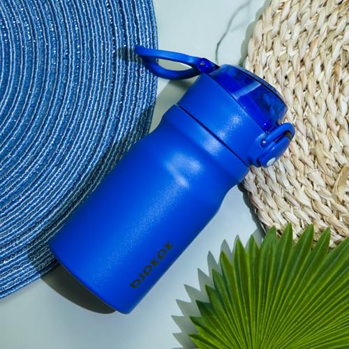 Image of BJPKPK 14 oz Insulated Water Bottle, Straw, Handle, Stainless Steel Flask | Leak Proof Locking Lid, Double Wall Vacuum, Keeps Hot /Cold, BPA Free, Dishwasher Safe, Travel & Sports, Light Pink