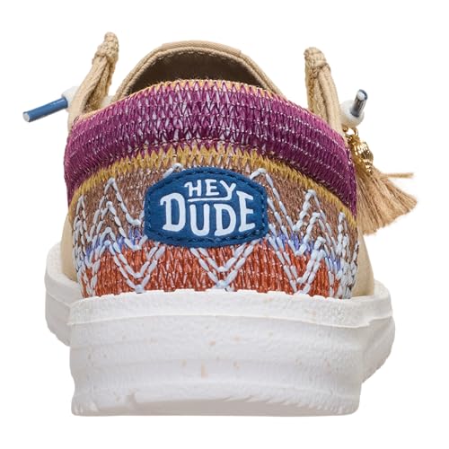 HEYDUDE Women’s Wendy Funk Beach Woven Slip On Shoe, Irish Cream/Multi Size 10 | Lightweight Slip On Style with Elastic Laces and Tassel Detail - image 6
