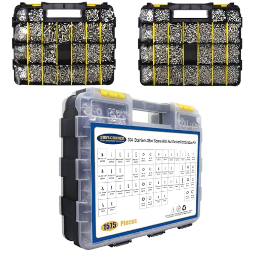 1575 pcs nuts and bolts assortment kit stainless steel phillips pan head amp flat head screws assorted nuts bolts washers with double sided organizer box