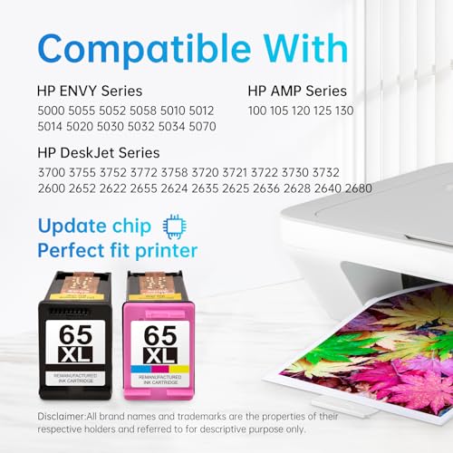 image for LEMERO 65XL Remanufactured Ink Cartridge Replacement for HP Ink 65 Ink