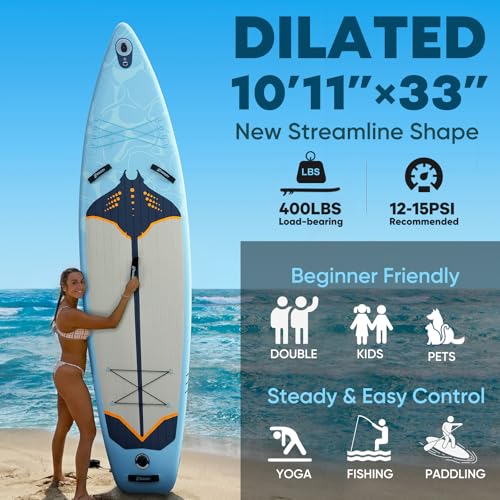 Image of Inflatable Paddle Board, Stand Up Paddle Board | Stable Design with Non-Slip Comfort Deck, Portable Travel Paddle Board