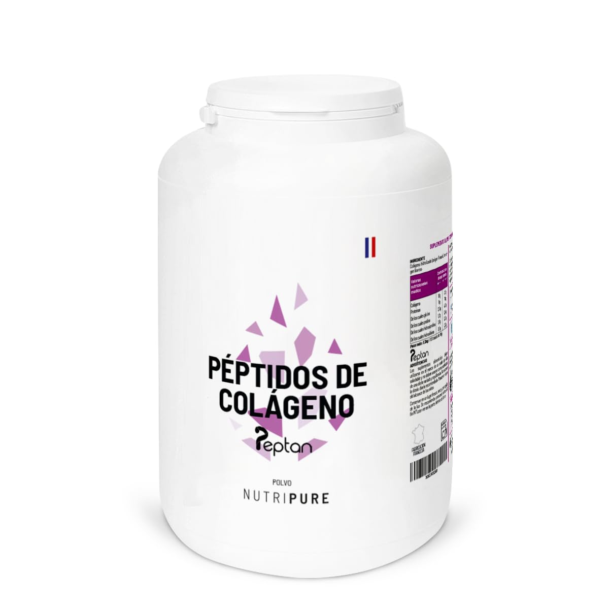 Peptidos de Colágeno Peptan | Suplemento Alimenticio Deportivo | Colágeno, Aminoácidos, Proteína | Producto Patentado | Sin OGM ni Aditivos | Bolsa de 1,2 KG | 4 Mes | Made in France | Nutripure