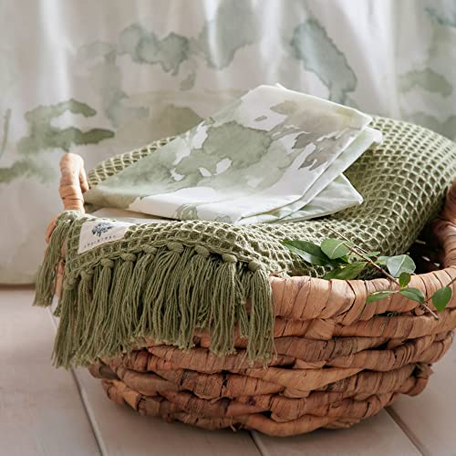 Linge de lit double en coton vert Edale : parure de lit confortable