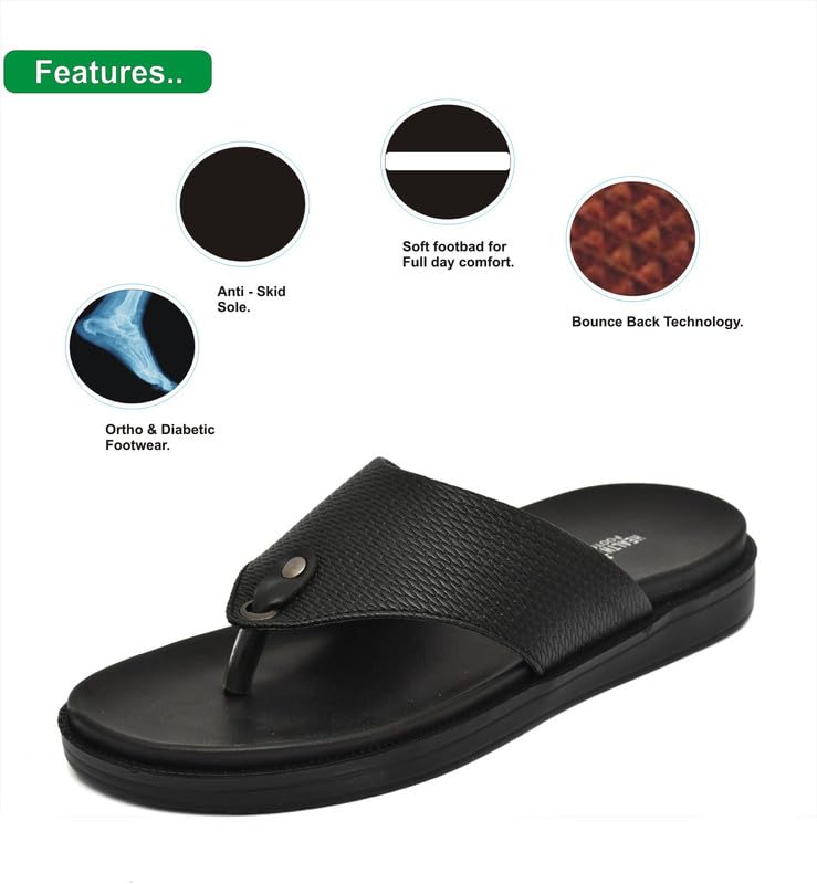 Image of HEALTH FIT Super Soft Ortho Care Bounce Back Anti-Skid Water Resistant Slippers /Doctor Chappal & Footwear-Men 116