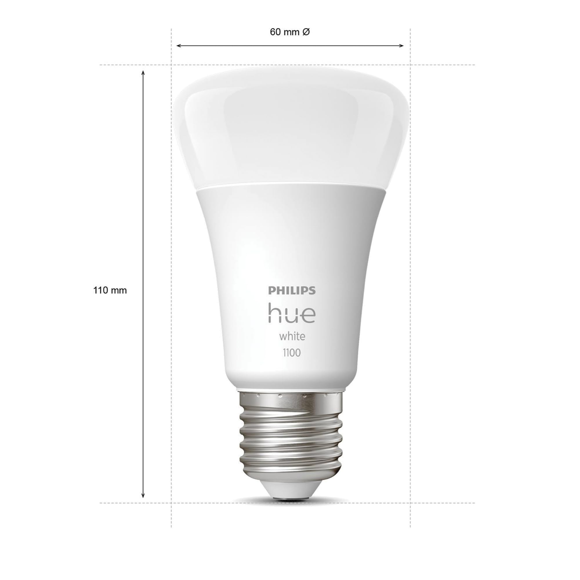 Philips Hue Starterpaket - E27 - mit 4 Standard Lampen - Warmweißes Licht - inkl. 1 Hue Bridge, 1 Hue Dimmschalter - Hue White