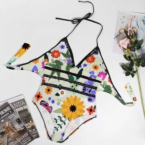 Bikini set fleurs de papillon maillot de bain galbant à séchage rapide - 3