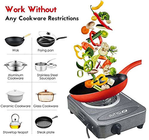 Image of Artus 2000 Watt GALAXY Electric G Coil Radiant Gas Cooking Stove Heater | Induction Cooktop | G Coil Hot Plate Cooking Stove | Works With All Metal Utensils & Cookwares (Ocean Silver, 1 Burner)