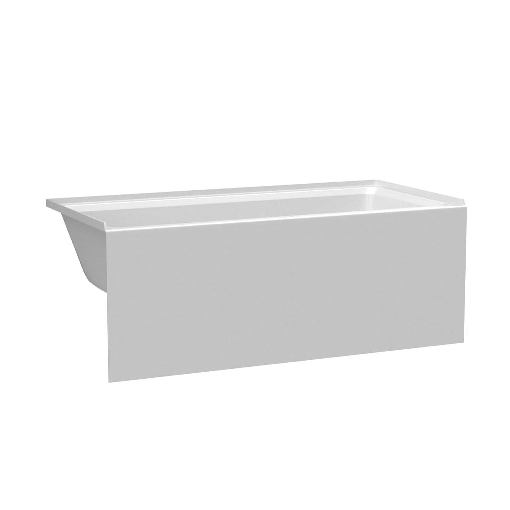 Fine Fixtures Acrylic, Fiberglass Alcove Soaking Bathtub with Integral Apron Front in Glossy White - Left Hand Drain, 66" x 32"