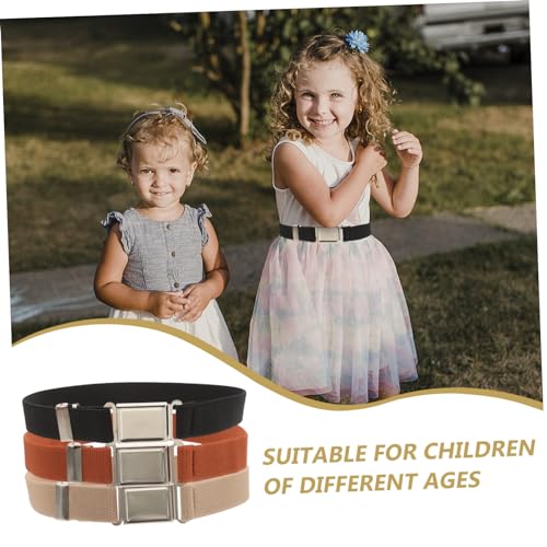 NOLITOY 3pcs Adjustable Magnetic Buckle Waist Belts for Kids Unisex Elastic Belts in Colors for Everyday Wear and Sports3