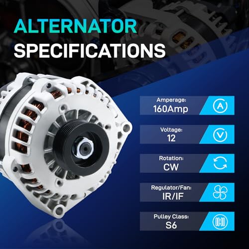 Image of 160Amp New Alternator Replacement for 07-13 Chevy Silverado 1500 4.3 4.8 5.3L, 07-14 Tahoe, 07-13 GMC Sierra 1500 4.3 4.8 5.3L, 07-14 Cadillac Escalade 6.0 6.2L, 07-14 Yukon 6.2L ADR0369 400-12253