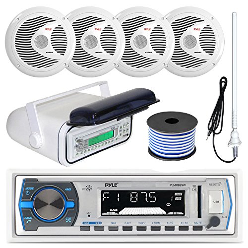 Pyle PLMRB29W MP3 USB SD Bluetooth in-Dash Radio Receiver Bundle Combo with White