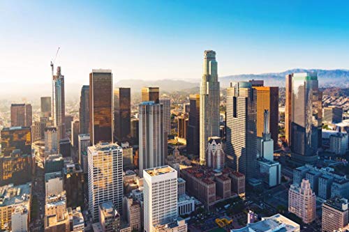 Downtown Los Angeles City Skyline Sunset Aerial Photo Beach Palm Landscape Pictures Ocean Scenic Scenery Tropical Nature Photography Paradise Scenes Cool Huge Large Giant Poster Art 54x36