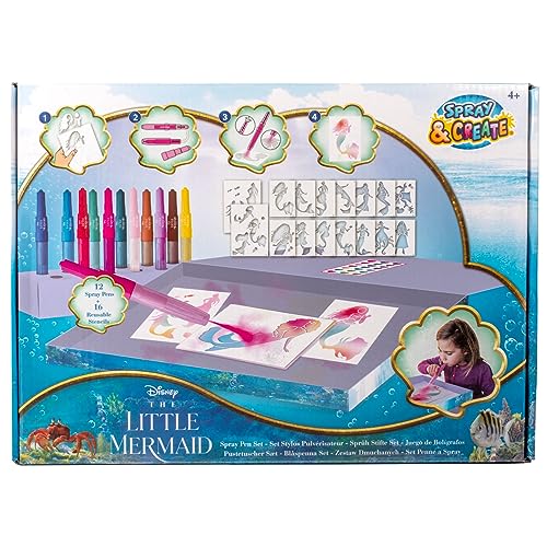 The Little Mermaid Blaaspennen Set Deluxe feutre aerographe enfant pochoir