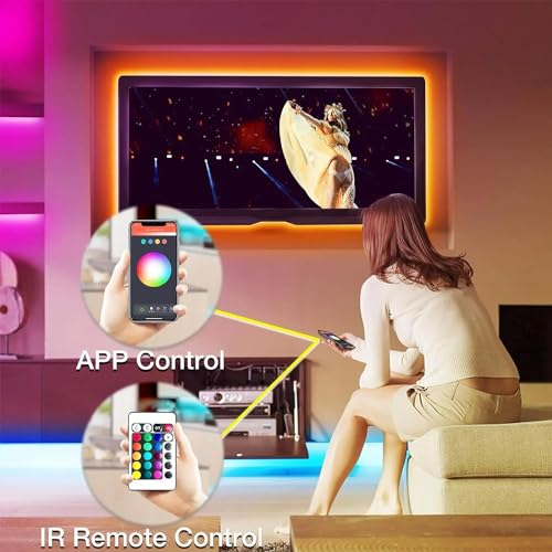 One94Store USB 5V 5050 RGB Led Strip Light with Bluetooth Remote Control Multi-Color Changing Lighting Kit with Tv Background Lighting for Tv Pc Laptop (3 Meter for 40-49 Tv'S) 2 51KU2PKaZPL