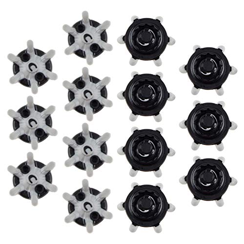 LICIONE 14 Pieces Easy Replacement Golf Shoe Spike for Golf Shoes,Repair Kit Golf Spikes Short Teeth,Quick Nails Golf Training Aids,Use on Golf Courses,Fits Most Golf Shoes Models (Black Grey)