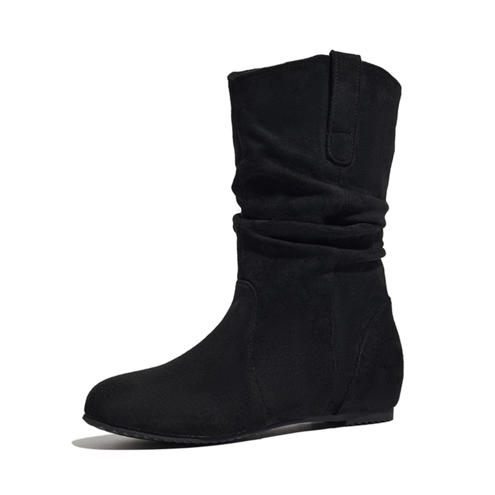 Women Mid Calf Slouchy Flat Boots Costume Medieval Renaissance Wide Calf Flat Fashion Slouch Boots Winter Pull On